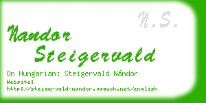 nandor steigervald business card
